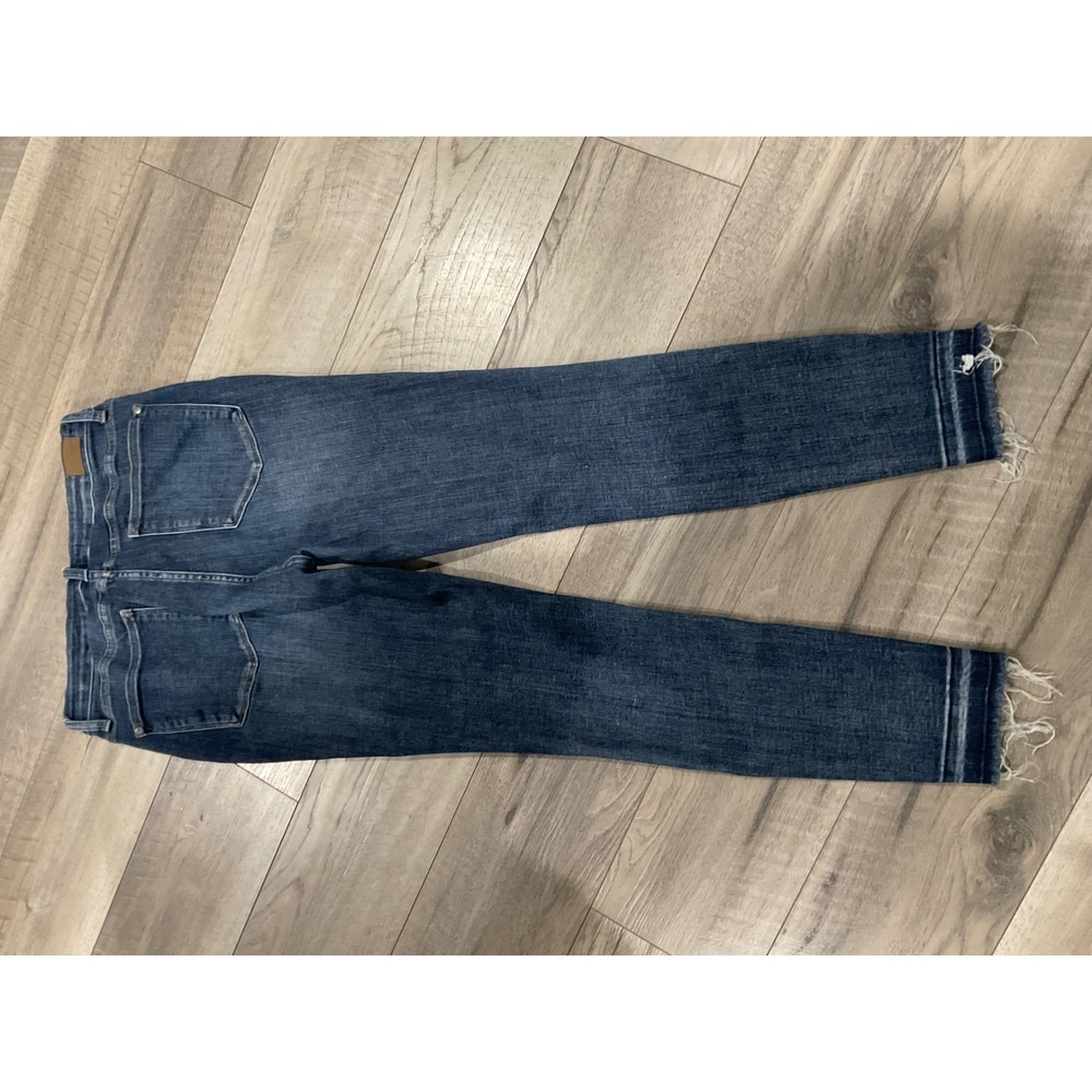 Judy Blue High Waist Skinny Jeans Distressed Released Hem Dark Wash Size 13/31 - Picture 8 of 8